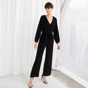 & Other Stories Plunging Velvet Jumpsuit